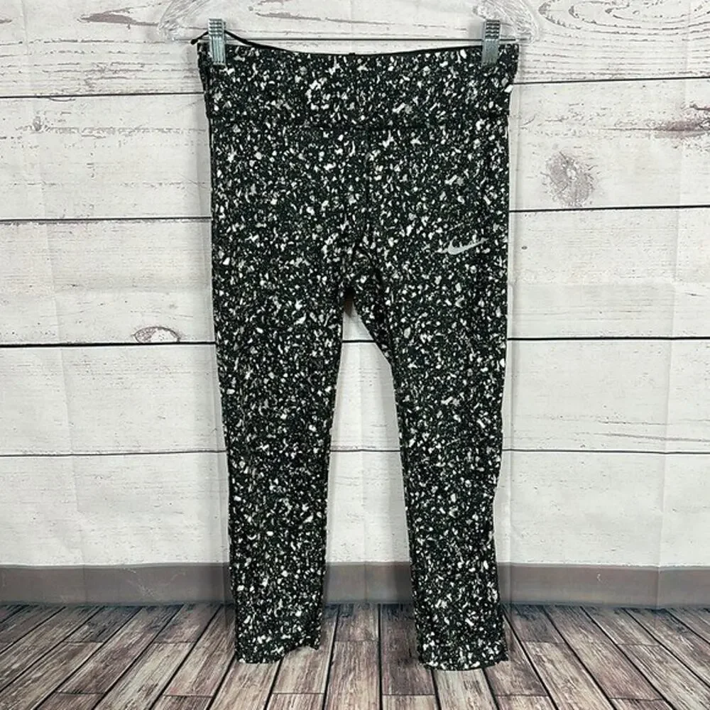Nike Leggings Womens Medium Black‎ Gray Legging Crop Performace Gym Training